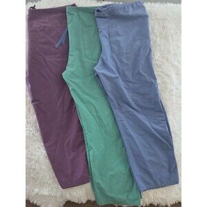 Lot of 3 Medline AngelStat Scrub Pants Large Blue Green Purple Drawstring